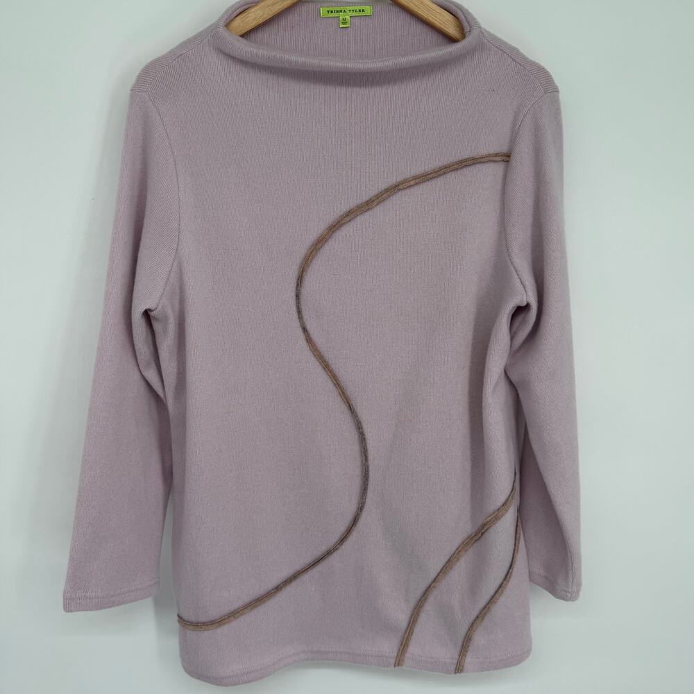 Trisha Tyler‎ Tunic Sweater Women’s Medium Lavender Swirl Old Money Quiet Luxury